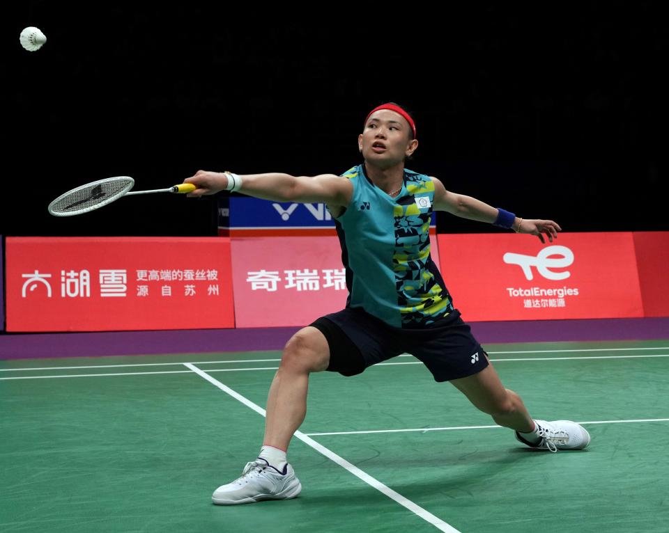 Tai Tzu Ying of Chinese Taipei competes in the women's singles match against An Seyoung of South Korea during the quarterfinal match between South Korea and Chinese Taipei at BWF Sudirman Cup in Suzhou, east China's Jiangsu Province, May 19, 2023. (Photo by Liu Wenhui/Xinhua via Getty Images)