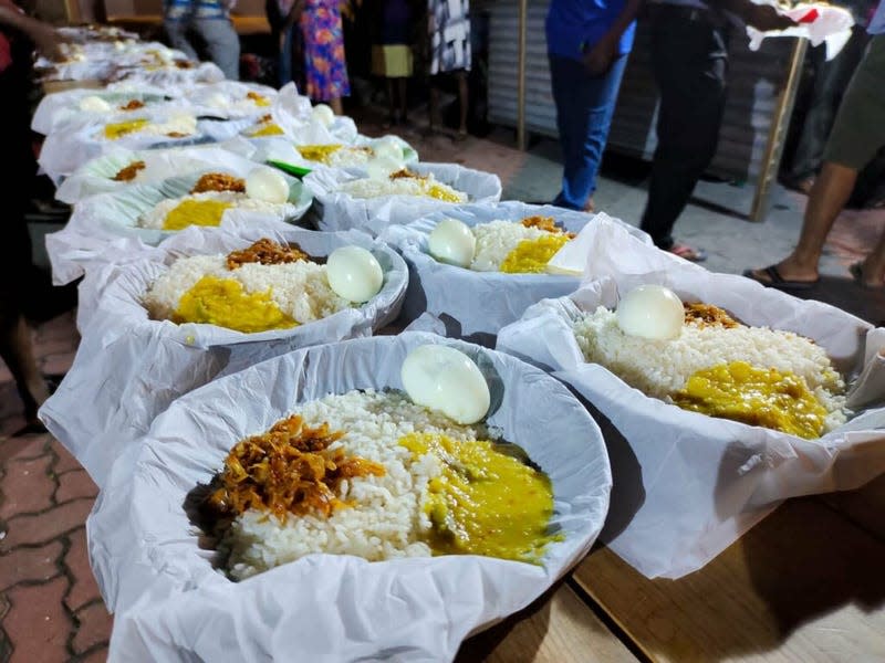 Healthy meal ready to be served in a “community kitchen”