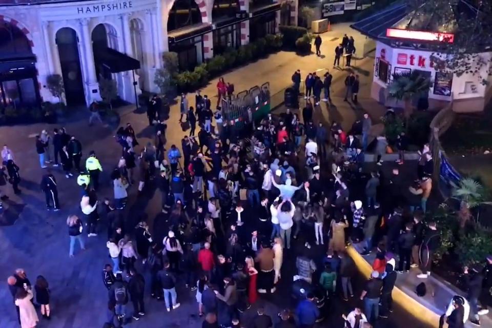 Police shut down a large singalong in Leicester Square on Friday night (Zora Suleman)