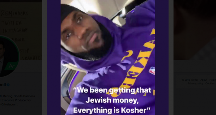 LeBron James shared offensive song lyrics to his Instagram account over the weekend. (via Darren Rovell)