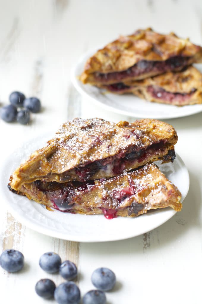 Blueberry Cheesecake Stuffed French Toast Waffles