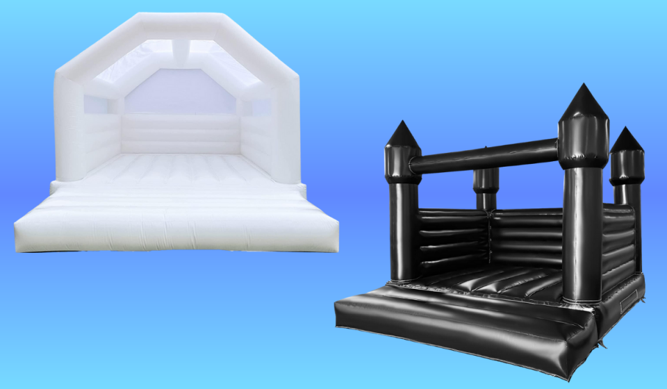 white and black adult bounce houses