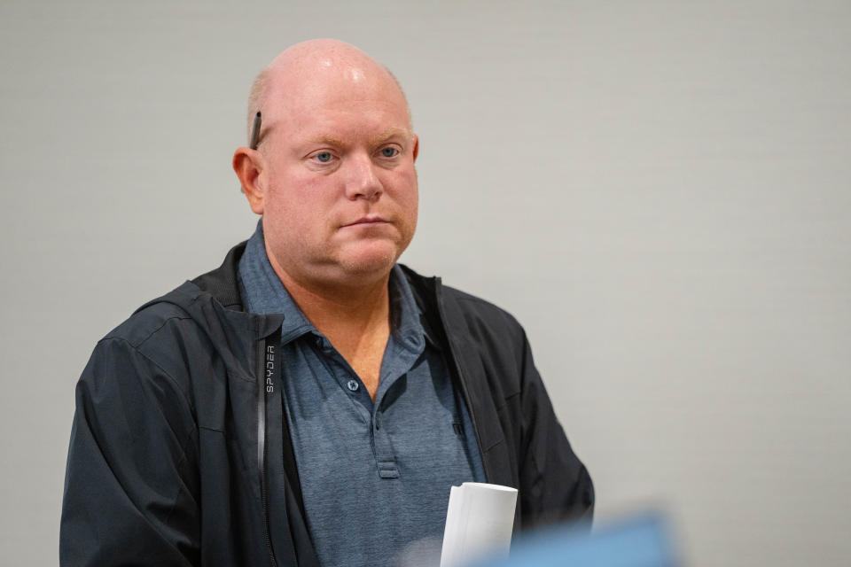 Edwin Allen III speaks with the judge during a hearing at the Polk County Criminal Court, Thursday, March 9, 2023. 