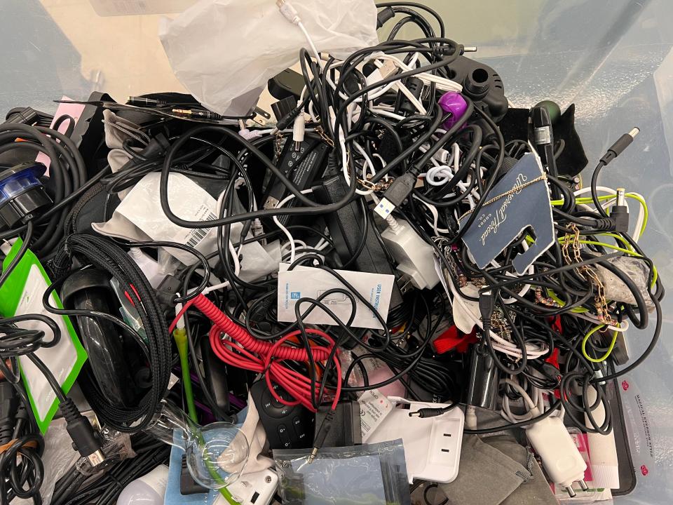 box full of random wires and cables at crazy hot deals