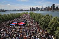 Democratic Presidential candidate Hillary Clinton officially launches her campaign at a rally on June 13, 2015 in New York