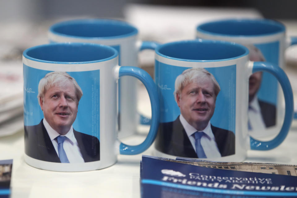 Stands selling merchandise at the Conservative Party Conference being held at the Manchester Convention Centre.