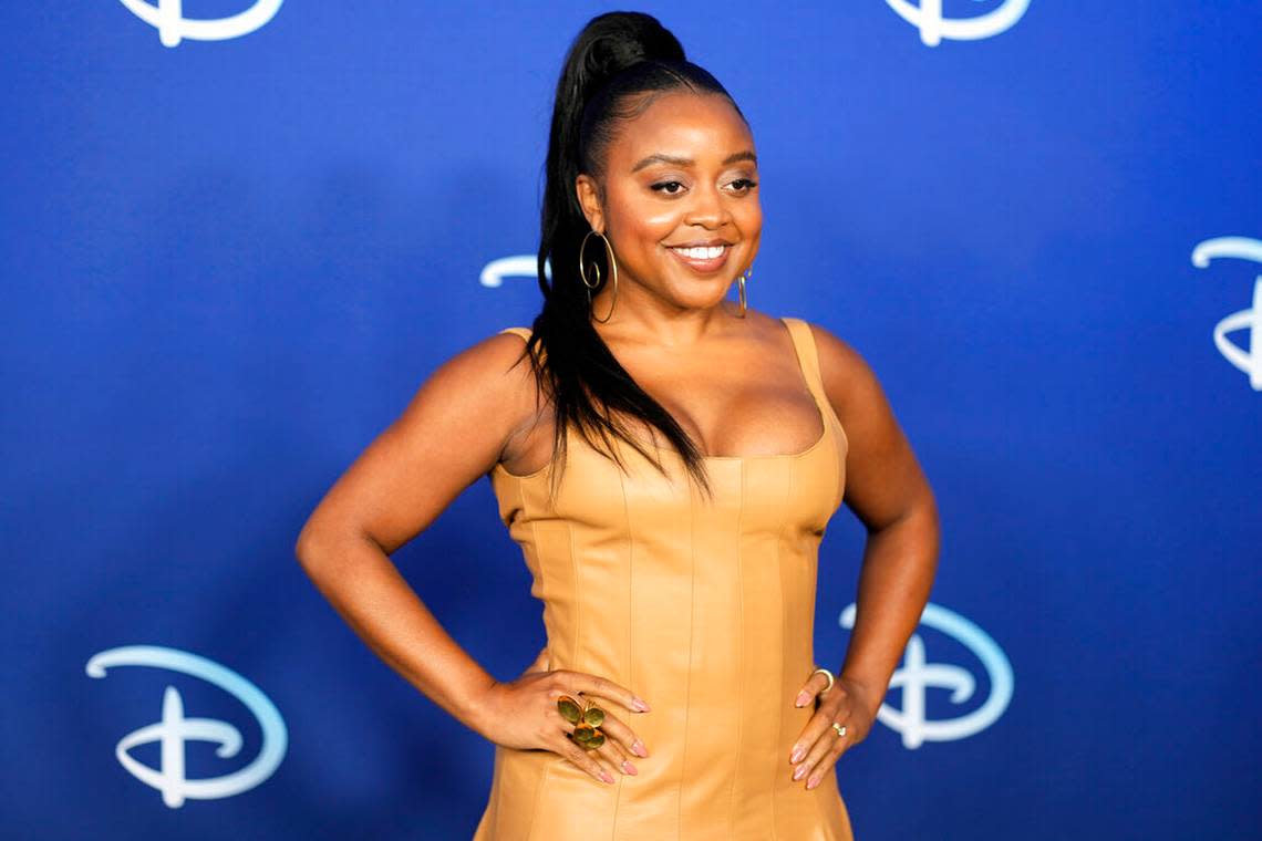 Quinta Brunson attends the Disney 2022 Upfront presentation at Basketball City Pier 36 on Tuesday, May 17, 2022, in New York. (Photo by Charles Sykes/Invision/AP)