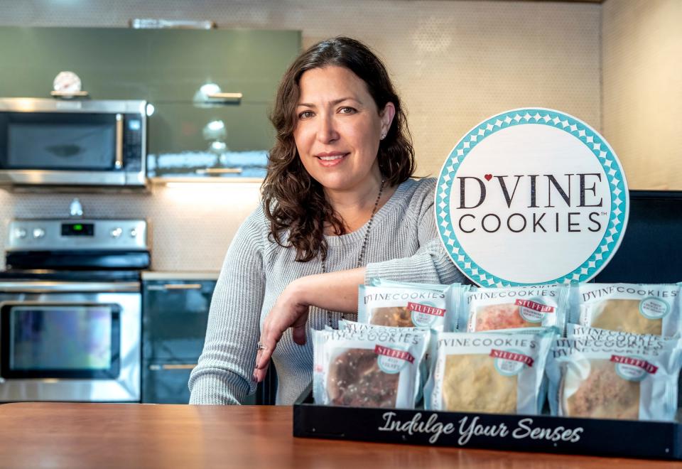 D'VINE Cookies founder and owner Rebecca Abel Buick who is a successful financial adviser from Metro Detroit had never baked a cookie in her life but ended up starting a gourmet cookie company that just celebrated its fifth anniversary and is doing business globally out of an industrial space in Taylor on January 4, 2023.
Her journey began with a dream of becoming an entrepreneur and finding her calling during a business trip to New York City in early 2017 and now makes 30,000 cookies a day out of a 16,000-square-foot space.