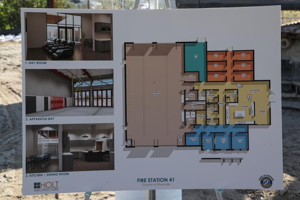 A schematic shows the interior of the North Shore fire station.