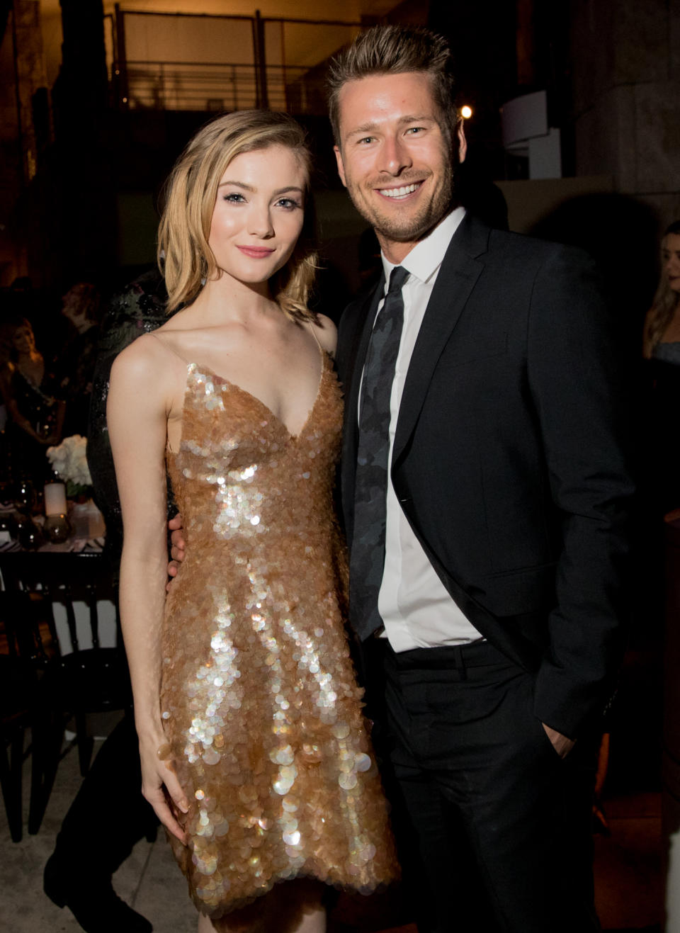 Skyler Samuels and Glen Powell