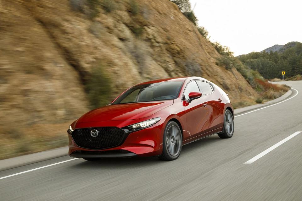 <p>The Mazda 3 is one of the sweetest driving compacts on the market, and when equipped with either a 2.0- or 2.5-liter four-cylinder, it achieves well over 30 mpg on the highway. We recommend the bigger engine and Mazda's nice six-speed manual. <a href="https://www.ebay.com/itm/2020-Mazda-Mazda3-Premium/333594813173?hash=item4dabcce2f5:g:aCcAAOSwJ1hexcUU" rel="nofollow noopener" target="_blank" data-ylk="slk:Here's a stick-equipped model;elm:context_link;itc:0;sec:content-canvas" class="link ">Here's a stick-equipped model</a> listed for sale now. </p><p>Mazda has yet to announce U.S. fuel economy figures for <a href="https://www.roadandtrack.com/car-shows/los-angeles-auto-show/a25322746/2019-mazda3-new-car-photos-specs-info/" rel="nofollow noopener" target="_blank" data-ylk="slk:the new Skyactiv-X-equipped model;elm:context_link;itc:0;sec:content-canvas" class="link ">the new Skyactiv-X-equipped model</a>, so we'll update this slide once it does. </p>