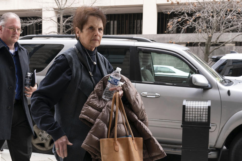 Gladys Sicknick, the mother of fallen U.S. Capitol Police officer Brian Sicknick, arrives for the sentencing hearing for Julian Khater and George Tanios, at the federal courthouse in Washington, Friday, Jan. 27, 2023. Khater, who admitted to assaulting officer Sicknick with chemical spray on Jan 6, 2021, before he collapsed and died, is scheduled to be sentenced today. A medical examiner concluded that Capitol Police Officer Brian Sicknick, 42, suffered two strokes and died of natural causes a day after he and other officers tried to hold off the mob that stormed the Capitol on Jan. 6, 2021. (AP Photo/Jose Luis Magana)