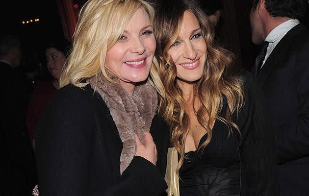 They might seem friendly here but it seems Kim and SJP are at war with one another. Source: Getty