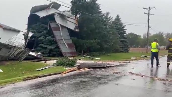 Storm damage in Coyne Center, Illinois on May 24, 2024. (Eric Olsen, Our Quad Cities News)