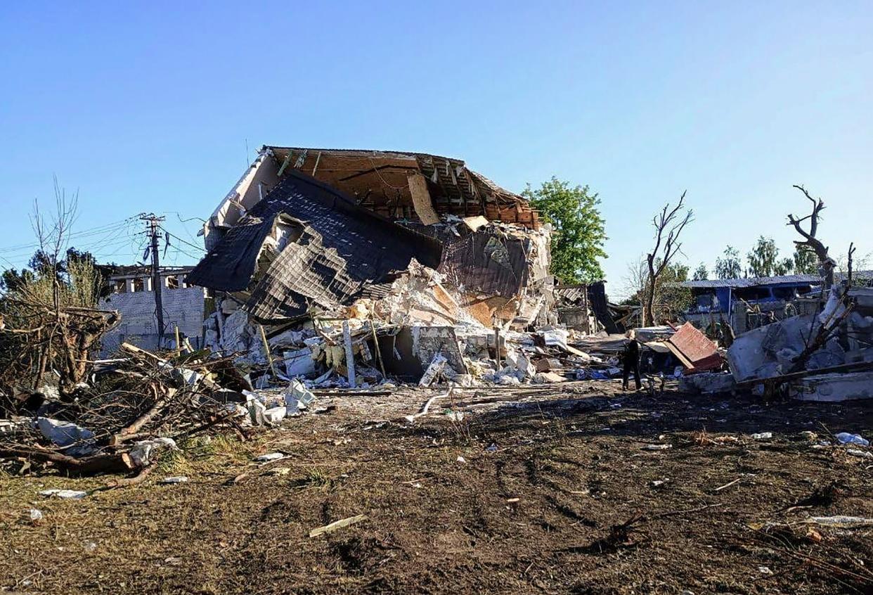 The aftermath of a rocket hit in the Dnipro area (EPA)