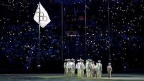 Performers sing on stage during the Closing Ceremony on Day 16 of the Rio 2016 Olympic Games. Pic: Getty