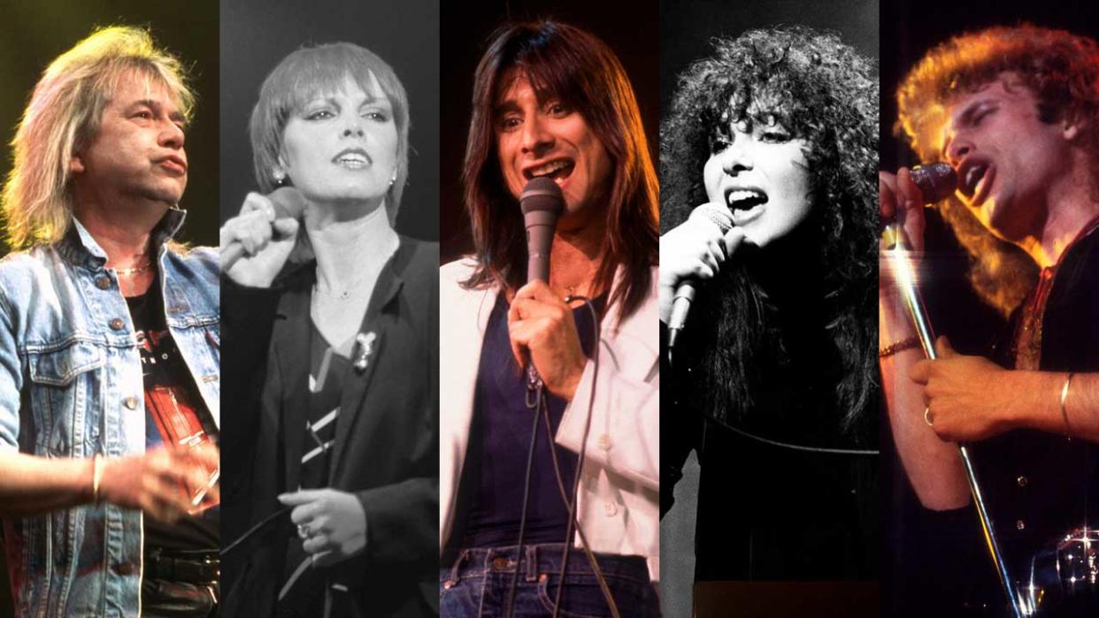  Bob Catley, Pat Benatar, Steve Perry, Ann Wilson and Michael Lee Smith onstage. 