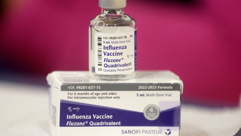 An influenza vaccine is pictured at a free vaccine clinic at the Sanderson Community Center in Taylorsville on Wednesday, Nov. 9, 2022. 