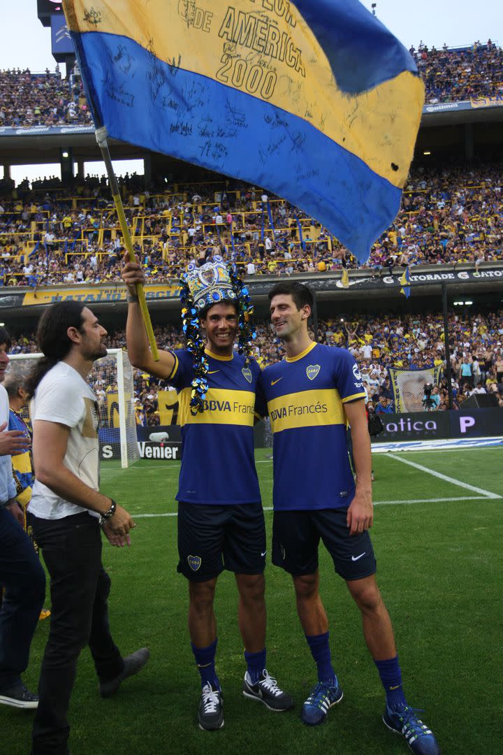 Nadal y Djokovic, en la cancha de Boca, en 2013