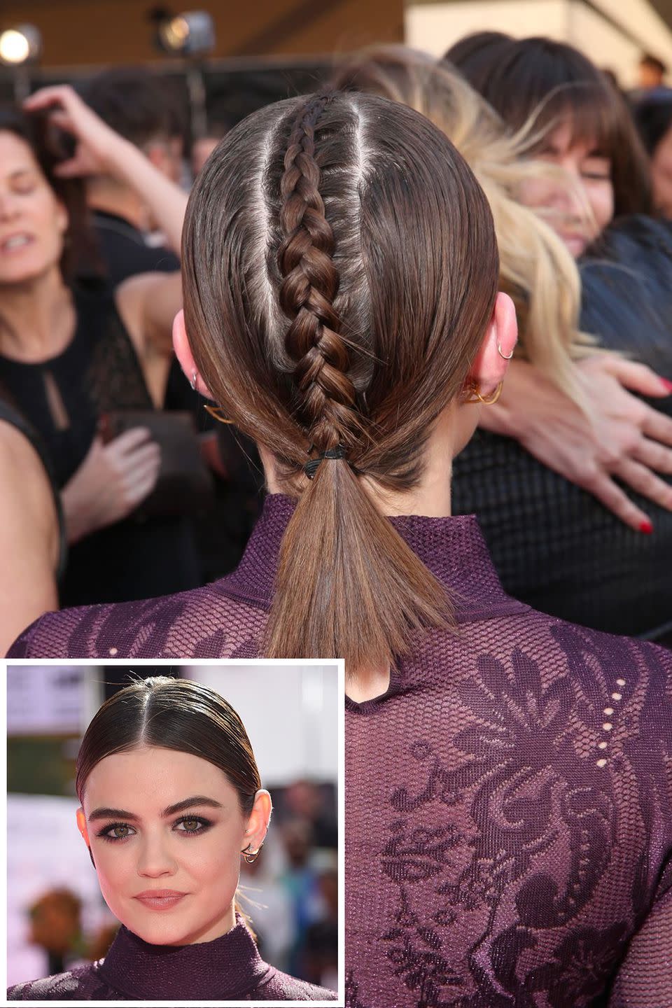 <p>Does your hair barely touch your shoulders? You'd be surprised how easy this edgy braided ponytail Hale wore t0 the 2016 BBMAs is to achieve - all you need is the ability to French braid and pomade to smooth out the hair! Try Paul Mitchell Smoothing Straight Works ($19, <a rel="nofollow noopener" href="https://www.ulta.com/smoothing-straight-works?productId=xlsImpprod10271283" target="_blank" data-ylk="slk:ulta.com;elm:context_link;itc:0;sec:content-canvas" class="link ">ulta.com</a>). </p>