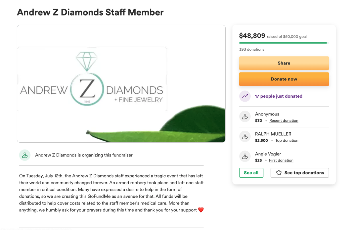 GoFundMe for Andrew Z Diamonds