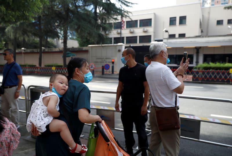 Tight security outside U.S. Chengdu consulate as staff inside prepare to leave, after China ordered its closure in response to U.S. order for China to shut its consulate in Houston