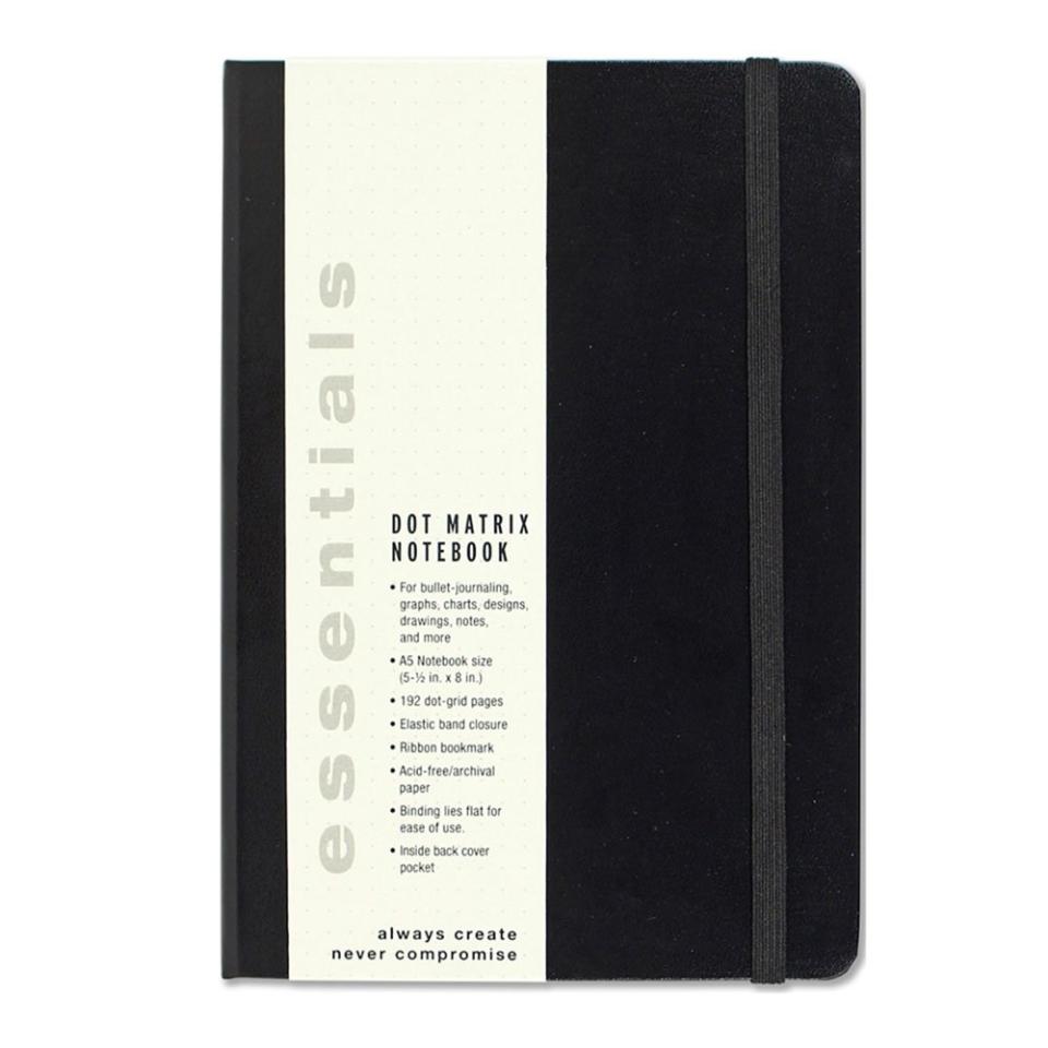 Essentials Large Black Dot Matrix Notebook