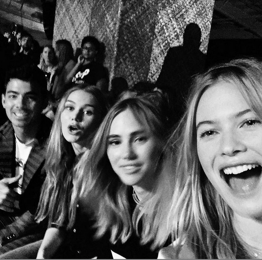 This has to be one of the best selfies taken at NYFW, featuring Joe Jonas, Suki Waterhouse and snapped by Behati Prinsloo at the Tommy Hilfiger show. [Photo: Instagram/Behati Prinsloo]