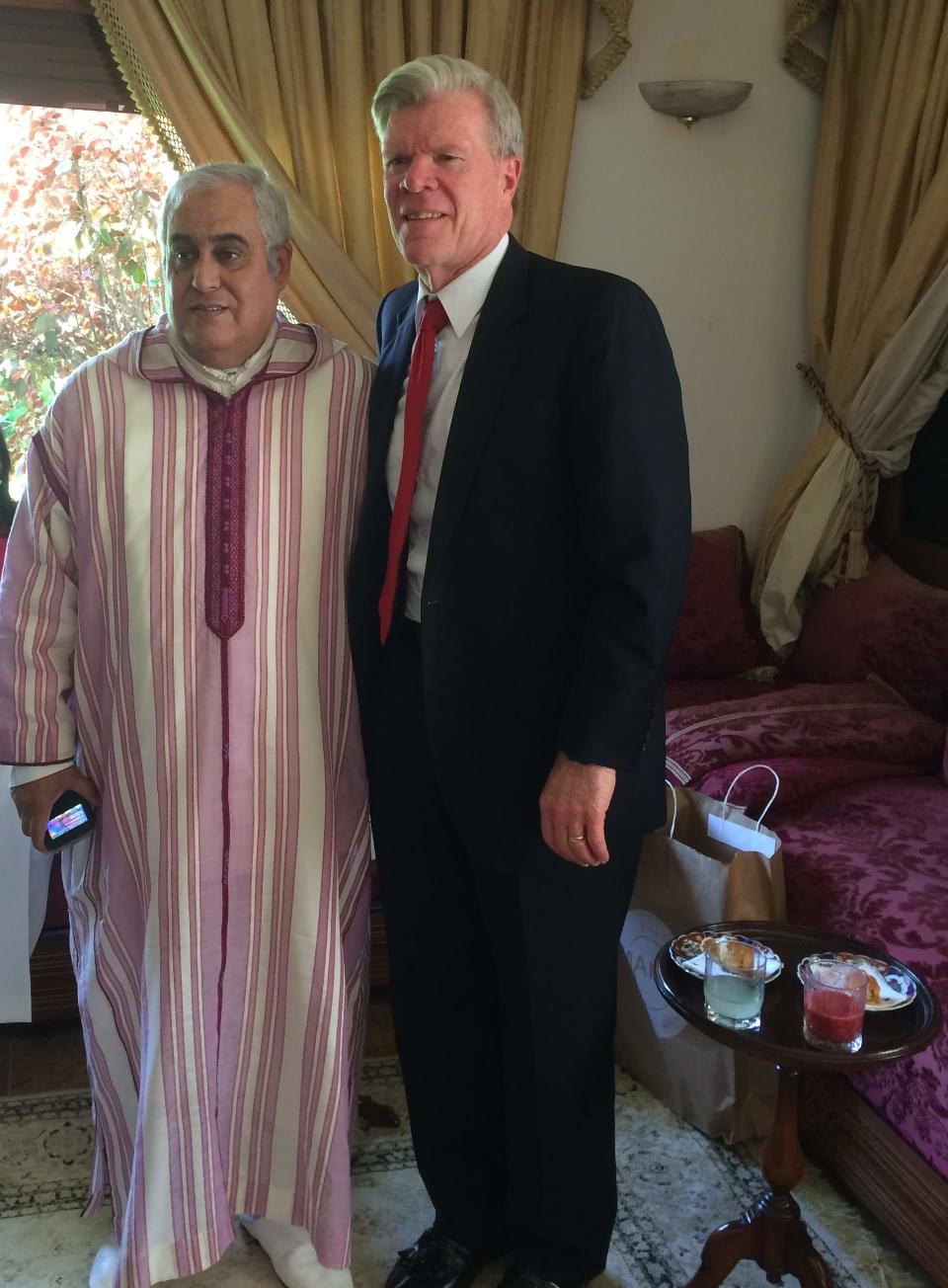 Author and former government legal advisor Dee Edgeworth, right, with Judge Abdelkader Chentouf, the trial judge of the Moroccan Terrorism Court in Sale, Morocco.