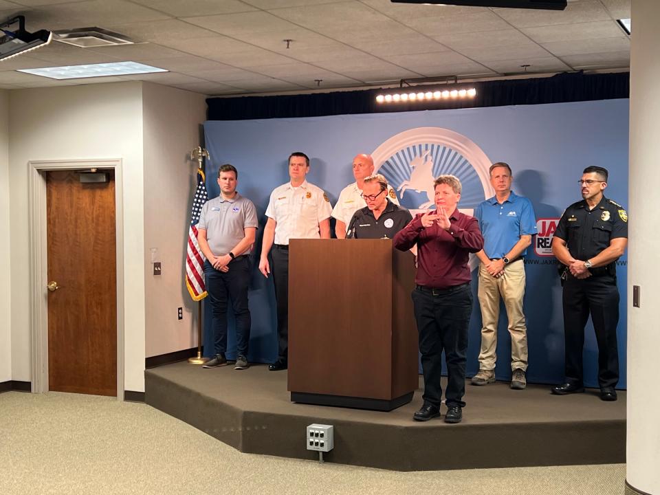 Jacksonville Mayor Lenny Curry held a press conference at the city's Emergency Operations Center to give updates related to the city's response to Hurricane Ian on Wednesday, Sept. 28, 2022.