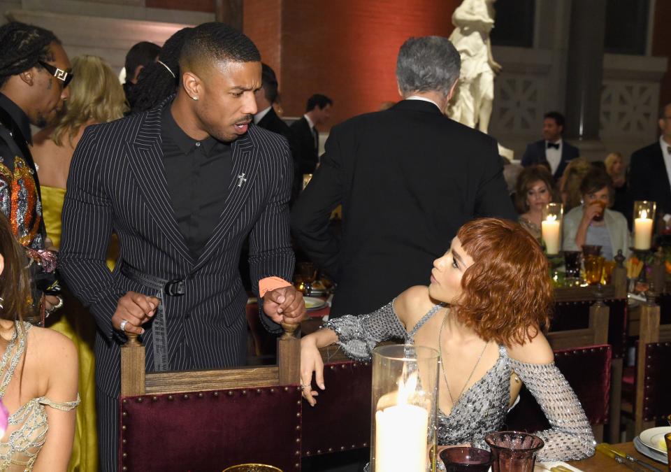 Michael B. Jordan and Zendaya talk inside the 2018 Met Gala.