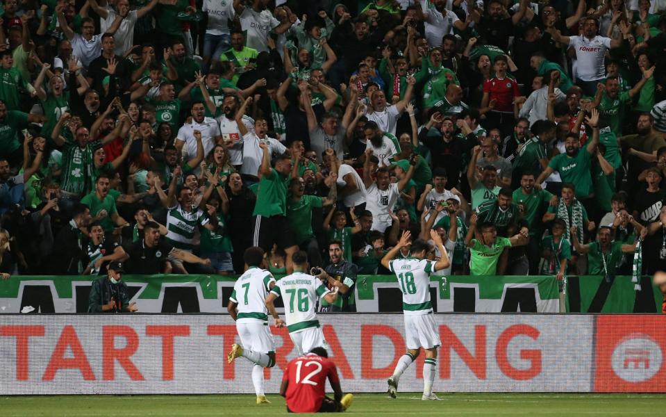 Omonia celebrate their goal - REUTERS