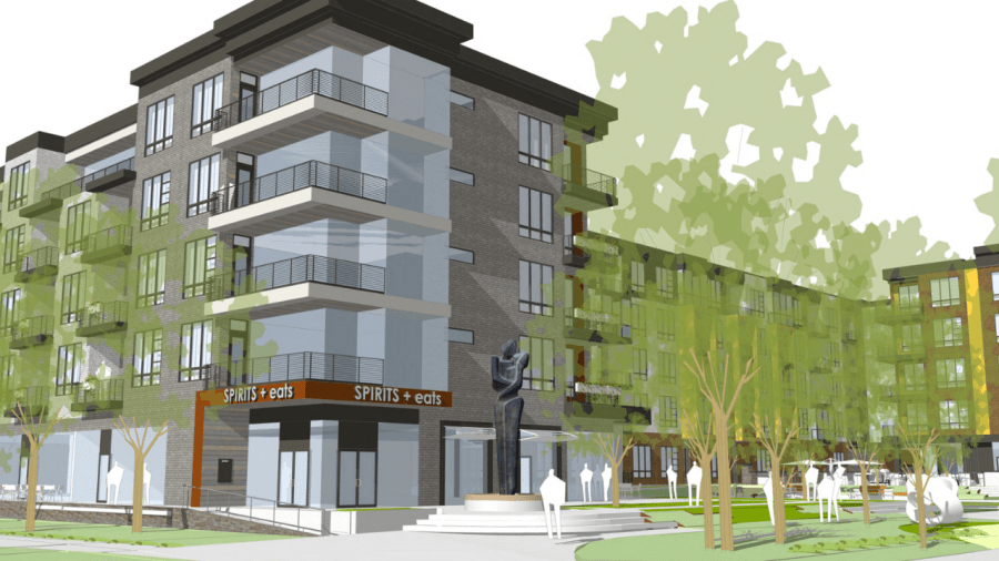 A rendering of the five-story mixed-use building on 2.55 vacant acres. (Courtesy Photo/Dublin Planning and Zoning Commission)