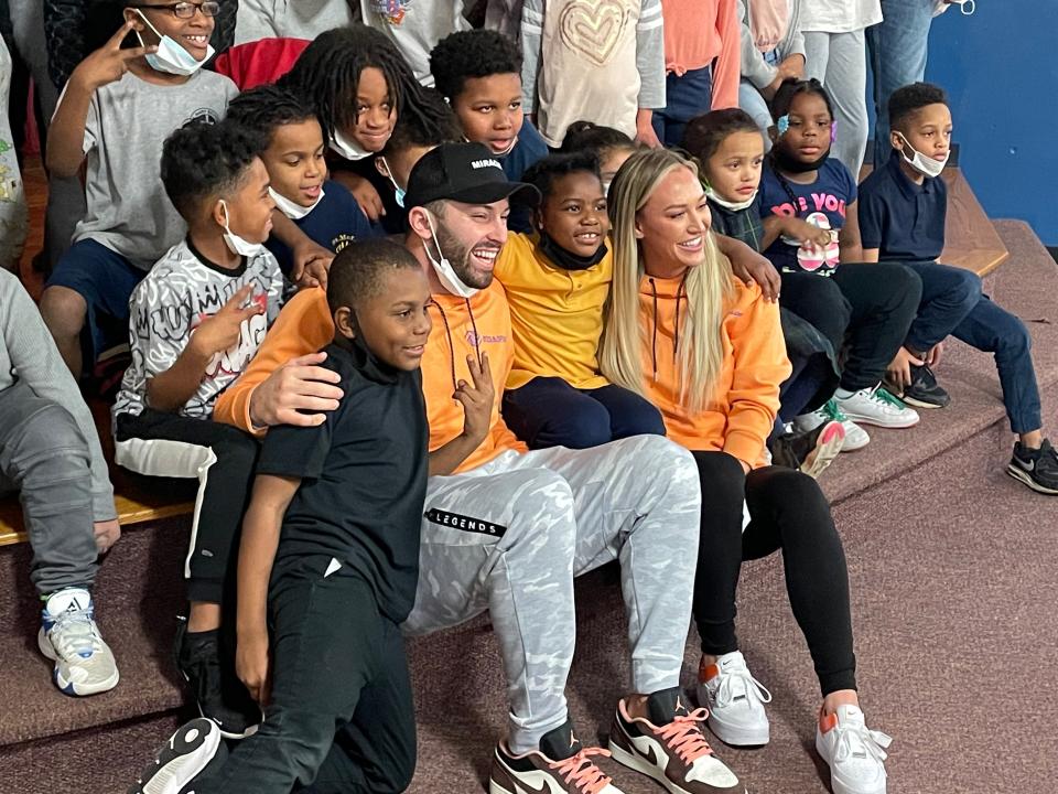 Cleveland Browns quarterback Baker Mayfield and his wife, Emily, visited Boys & Girls Clubs of Northeast Ohio’s Elyria South Club on Monday as part of the couple’s annual "Passing the Joy" celebration.