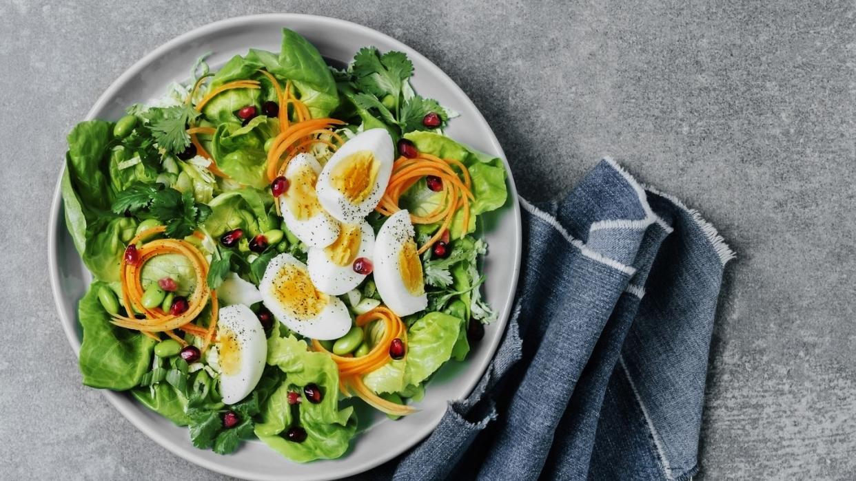 fresh salad with boiled eggs