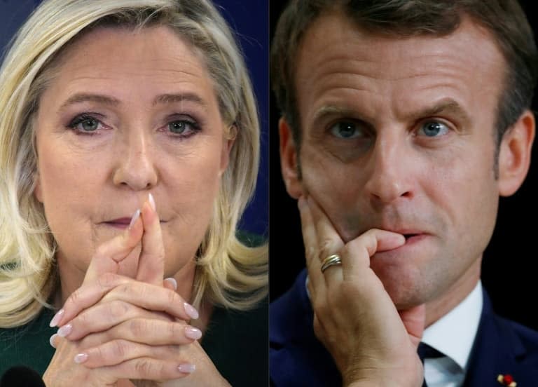 Montage de photos de Marine Le Pen et Emmanuel Macron le 12 avril 2022 - JULIEN DE ROSA, CHARLES PLATIAU © 2019 AFP