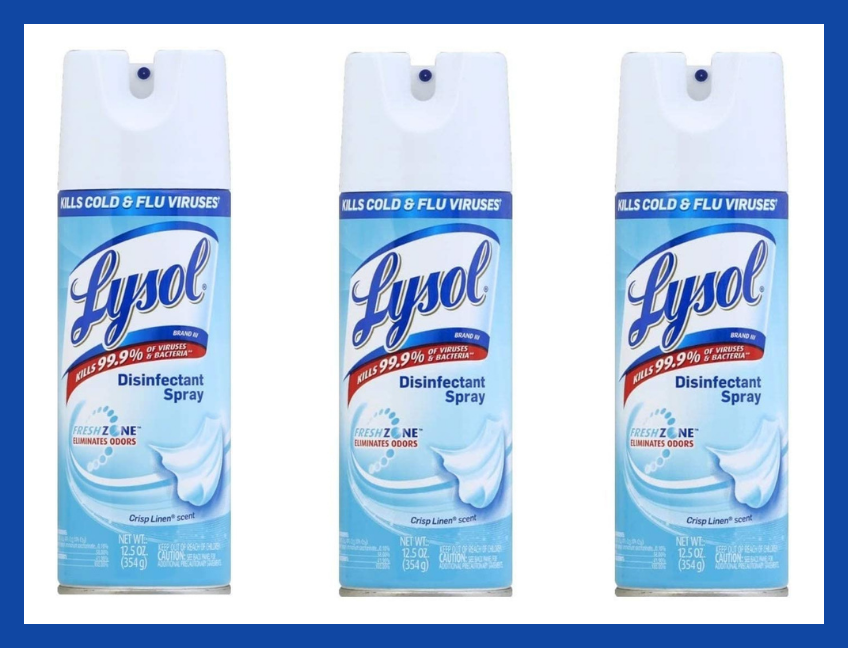 Lysol Household Cleaning Spray, Crisp Linen Scent (three-pack). (Photo: Amazon)