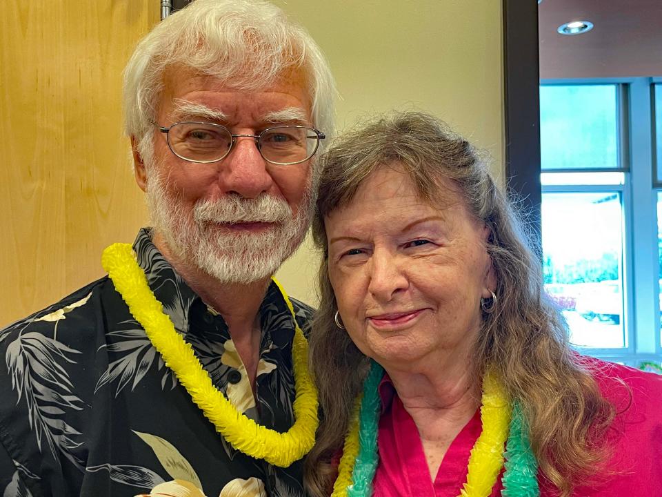 Wayne Naessig and wife Barb at the luau at Karns Senior Center Tuesday, June 7, 2022.