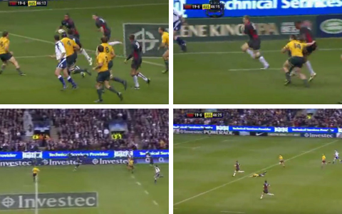 Chris Ashton's stunning try came after (from top lfet) Ben Youngs made a break; Courtney Lawes passed the ball on; Ashton cut inside; before heading under the posts