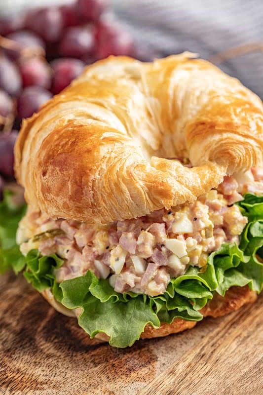 <p>The Stay at Home Chef</p><p>Classic ham salad has the perfect blend of salty, creamy, crunchy, and so much flavor - and is perfect in a croissant sandwich.</p><p><strong>Get the recipe: <a href="https://thestayathomechef.com/ham-salad/" rel="nofollow noopener" target="_blank" data-ylk="slk:Classic Ham Salad Croissant Sandwich;elm:context_link;itc:0;sec:content-canvas" class="link rapid-noclick-resp"><em>Classic Ham Salad Croissant Sandwich</em></a></strong></p>