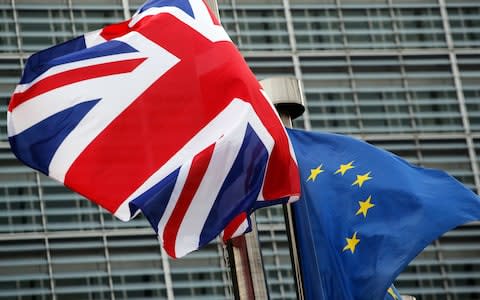 UK and EU flags in Brussels - Credit: Dario Pignatelli/Bloomberg