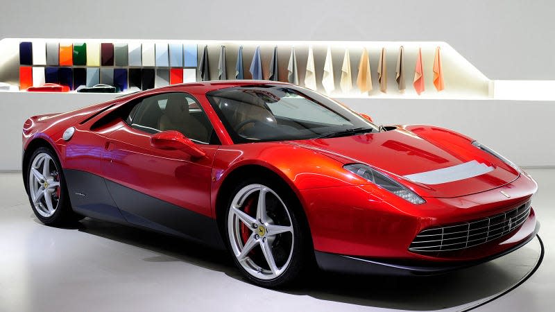 A photo of a one-of-a-kind Ferrari SP12 EC that was built for Eric Clapton. 