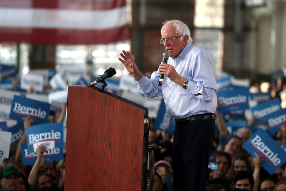 Democratic presidential candidate Bernie Sanders speaks during a campaign event on Feb. 17, 2020, in Richmond, California, ahead of the state's Democratic presidential primary on March 3rd.&nbsp; (Photo: Justin Sullivan via Getty Images)