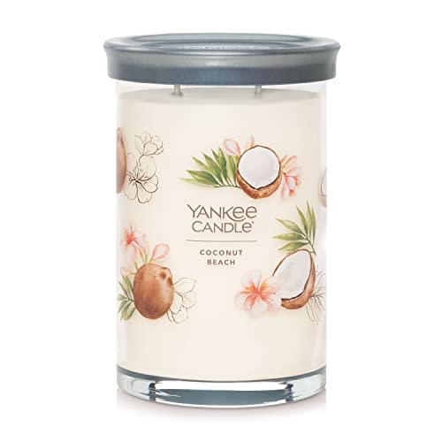 Yankee Candle Coconut Beach Scented, Signature 20oz Large Tumbler 2-Wick Candle, Over 60 Hours of Burn Time