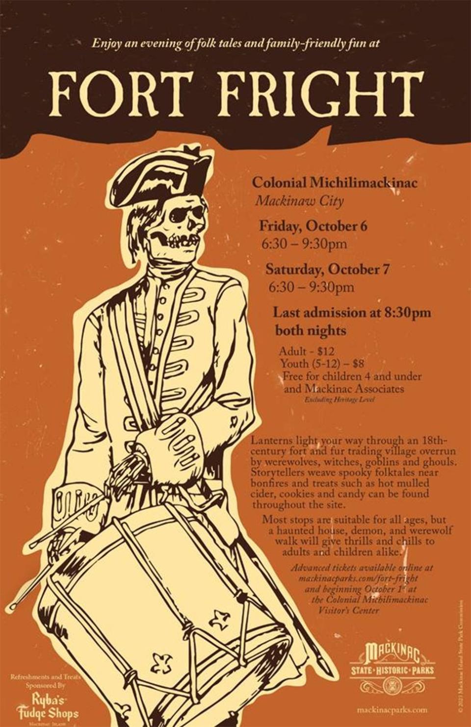Fort Fright returns to Colonial Michilimackinac Oct. 6-7, 2023.