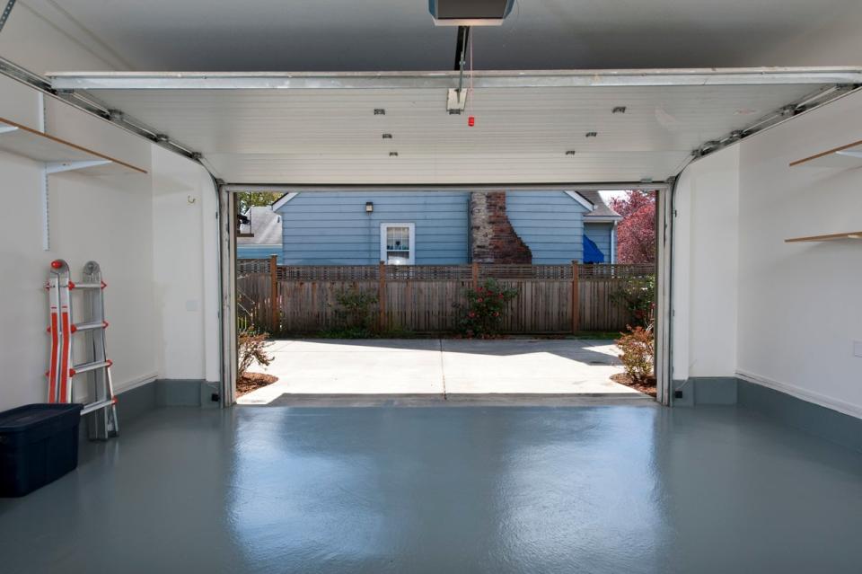 Clean, open home garage. 