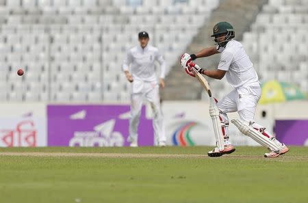 Cricket - Bangladesh v England - Second Test cricket match - Sher-e-Bangla Stadium, Dhaka, Bangladesh - 28/10/16. Bangladesh's Tamim Iqbal plays a shot. REUTERS/Mohammad Ponir Hossain