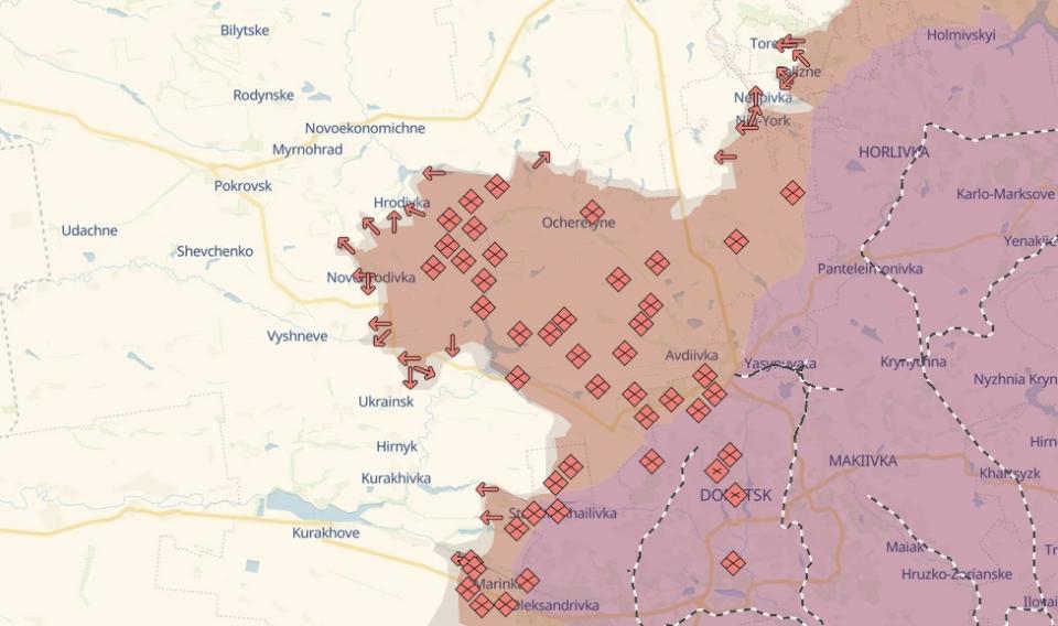 Russian forces have advanced within eight miles of Pokrovsk. (DeepState screencap)