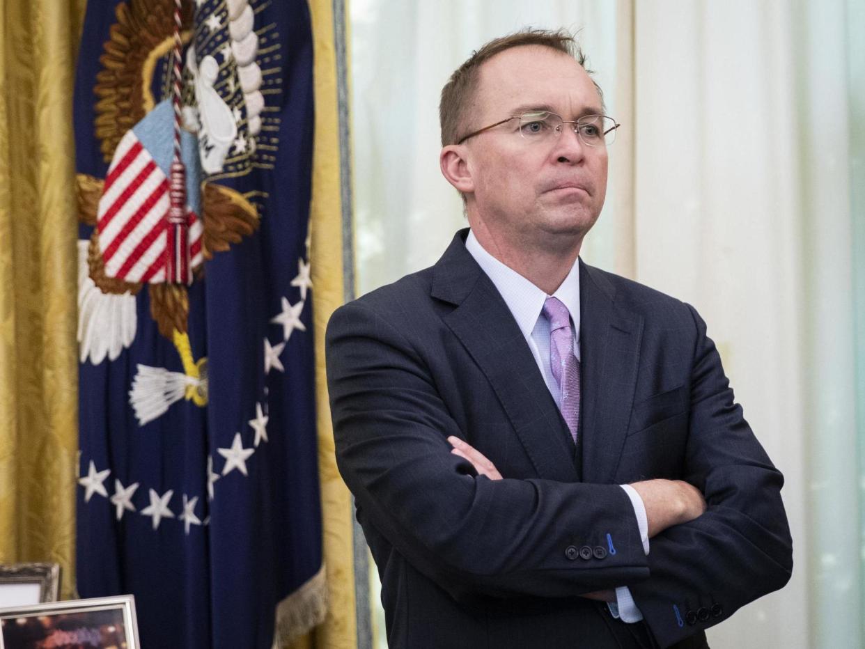Acting White House Chief of Staff Mick Mulvaney in the Oval Office of the White House on 19 December 2019: (2019 Getty Images)