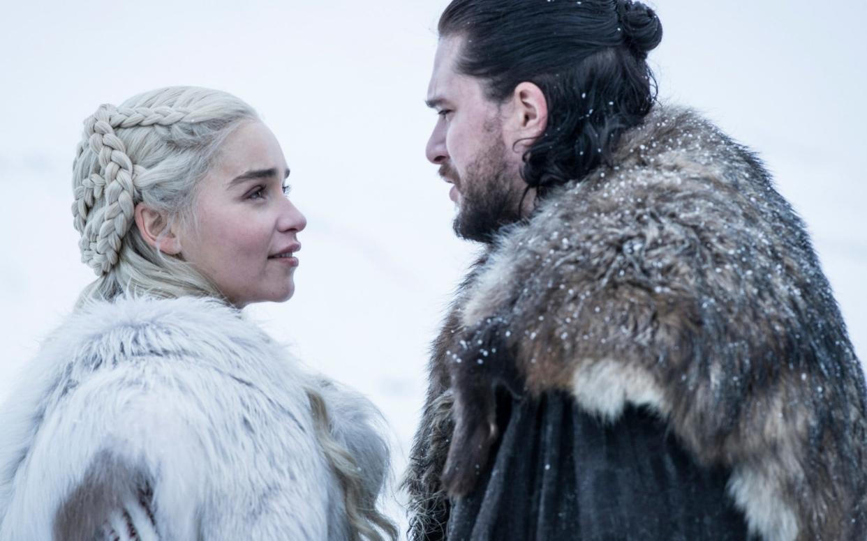 Emilia Clarke and Kit Harington in season 8 of Game of Thrones - Â©2019 Home Box Office, Inc. All rights reserved. HBOÂ® and all related programs are the propert